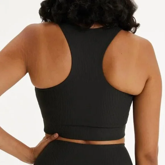 Girlfriend Collective Black Ribbed Sports Bra - Picture 2 of 4